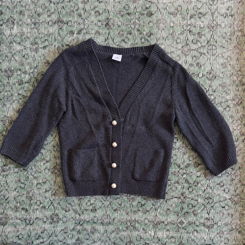 CAbi Dark Gray V-Neck Cardigan